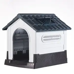 Casa de plástico para cães ao ar livre, galpão para animais de estimação, casa à prova de chuva com banheiro, por atacado