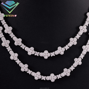 Chaîne tennis croisée en promotion, diamant moissanite VVS, plaqué or, argent sterling 925, passe le testeur de diamant, certificat GRA, unisexe - Product Image 3
