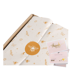 Custom LOGO Printed Tissue Paper White Printed logo 17g Wrapping Paper Nude with Thank You Cards