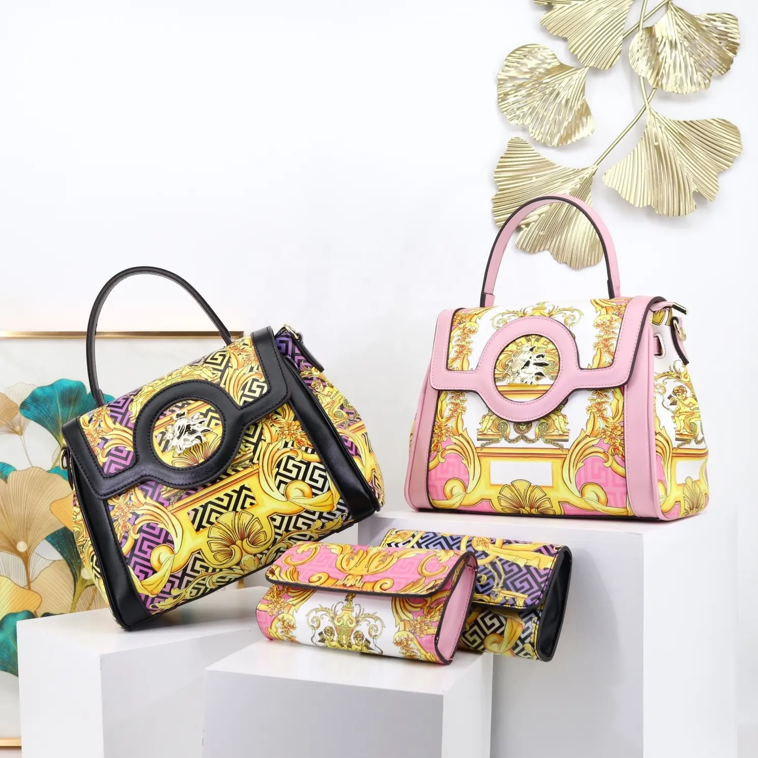 2022 fashion handbags for women luxury high textures printing ladies designer bags set of two trending female bags factory 30cm