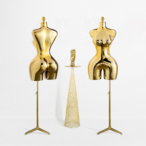 Mannequin femme brésilien <span class=keywords><strong>grande</strong></span> taille, buste et hanches généreuses, demi-corps courbé, plaqué or, pour présentation de vêtements - Product Image 4