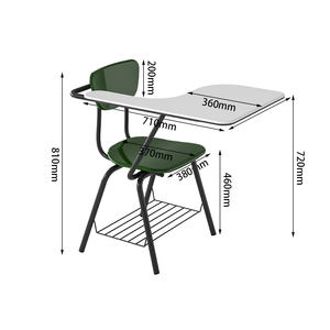 Modern School Student Classroom Durable Training Ergonomic Study Plastic Chair with <strong>Tablet</strong> <strong>Writing</strong> Pad for Educational Space - Product Image 3