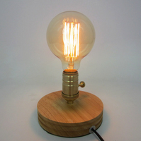 Support de lampe vintage rond en bois E26 E27 avec câble électrique et interrupteur, lampe de table décorative d'intérieur pour la maison