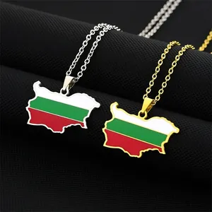 République de Bulgarie carte drapeau National pendentif collier pour femmes hommes mode carte ethnique bulgare colliers ras du cou bijoux