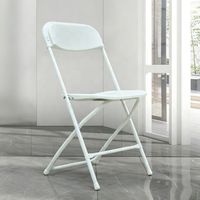 Chaise pliante portable d'extérieur en plastique blanc avec structure métallique pour événements, banquets et mariages