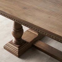 Table à manger longue en bois rustique de style américain avec 4 pieds de piédestal à balustres tournés, meubles de salle à manger