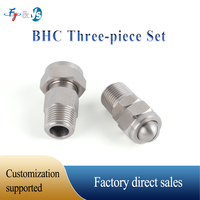 Boquilla de pulverización plana de 3 piezas BHC Premium, rosca macho de 1/4 pulgada, punta de acero inoxidable de 1-7 bar para eliminación de polvo y refrigeración