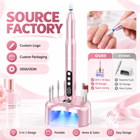 Lime à ongles électrique professionnelle avec lampe UV intégrée, conception 2-en-1, perceuse à ongles rechargeable, fournisseur en gros
