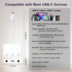 Adaptateur audio USB C vers 3,5 mm, répartiteur de casque 3 en 1 Aux vers USB C, double prise audio 3,5 mm et charge rapide PD 60W, compatible - Product Image 6