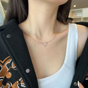 Collier en argent sterling avec pendentif en forme de grand cœur en or plaqué 18 carats, tendance Dylam Ins, bijoux pour femmes - Product Image 4