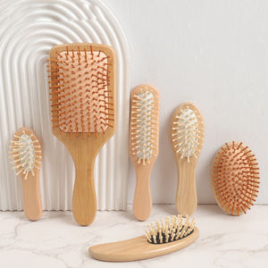 Sisir kantong udara bambu kayu alami ramah lingkungan 100% sisir sikat rambut pijat gagang Logo sesuai pesanan - Product Image 5