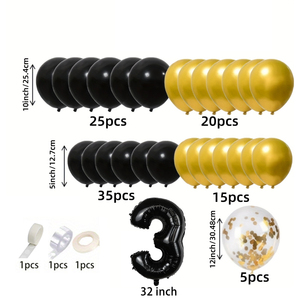 Negro oro 1st 2nd confeti globos de látex arco Kit guirnalda conjunto bebé niña niño Feliz cumpleaños decoración fiesta suministros - Product Image 5