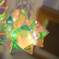 Guirnalda de Luces LED con Estrella de Navidad Iluminada, Hechas a Mano con Material PET, Decoración Brillante y Colorida, Regalo de Navidad o Cumpleaños