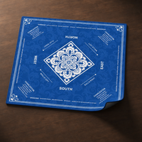 Tapis de Mahjong professionnel bleu à motifs floraux Charleston & Dragon, housse de table marine imprimée, sac de transport antidérapant en caoutchouc