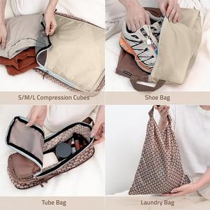 Set di 8 cubi di imballaggio a compressione <span class=keywords><strong>per</strong></span> bagagli Set di borse da viaggio con accessori da viaggio in rete Organizer da viaggio <span class=keywords><strong>per</strong></span> valigia - Product Image 4