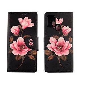 Goede Kwaliteit Opvouwbare Type Duurzaam Zwart Chrysanthemum Drijfzand Telefoon Hoesje Leer Voor Iphone 11pro Telefoon