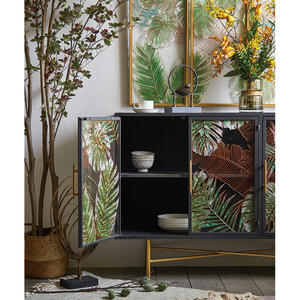 Mobili per soggiorno <span class=keywords><strong>con</strong></span> 3 porte in vetro console da buffet moderna credenza retrò per casa villa sala da pranzo armadietto - Product Image 3