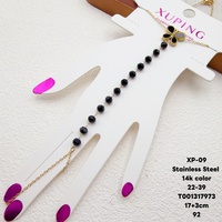Bijoux XUPING – Nouveauté tendance : Bracelet de main et bague chaîne maillons pour femme en acier inoxydable couleur or 14 carats – Bijoux féminins