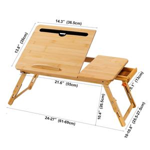 Bed Bamboo Laptop Desk Folding Tray Breakfast Table Floor <strong>Lap</strong> Desk Notebook <strong>Stand</strong> With foldable Leg Cooling Fan Storage Drawer - Product Image 4
