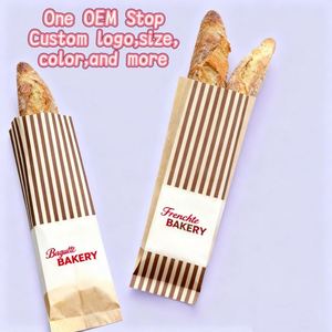 Sacs en papier kraft brun personnalisés avec logo imprimé, résistants à la graisse, pour emballage alimentaire, baguettes longues et gâteaux - Product Image 4