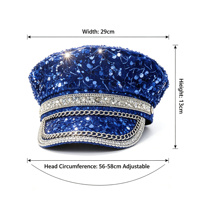 Bérets de fête bleus scintillants en strass pour festivals de rave, chapeaux et casquettes personnalisables avec logo pour femmes, Burning Man