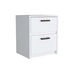 Comodino 18 H con 2 cassetti, maniglie in metallo, mobile contenitore bianco per camera da letto - Product Image 4