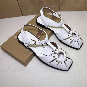 Sandali ZA Baotou con <span class=keywords><strong>Borchie</strong></span> e Fori Rotondi per Donne, <span class=keywords><strong>Scarpe</strong></span> Romane Traforate Versatili con Punta Tonda - Product Image 3