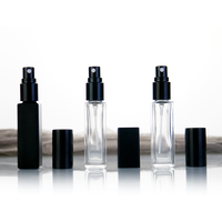 Flacons de parfum en verre carrés vides, noirs mats, 5 ml, 10 ml, avec pompe pulvérisatrice fine pour cosmétiques et brume hydratante