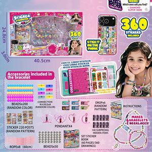 Kit de Création de Bijoux DIY Amusant avec Autocollants - 360 Autocollants et Perles pour Enfants - Créez 6 Bracelets et 2 Colliers avec Rouleaux Surprise - Product Image 1