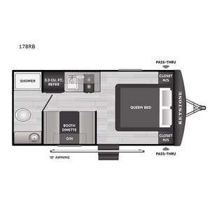 Remorque 2026 Hideout Mini 178RB à suspension indépendante pour camion, grise, 2 personnes, 10' - Product Image 1