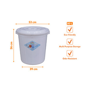 80L White PP Plastic Mop <b>Bucket</b> <b>Lid</b> Large Capacity Odor Resistant Durable Waterproof Eco-Friendly Outdoor Household Commercial - Product Image 3