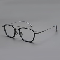 Monture de lunettes extra-large faite à la main de 163 mm KJ23T, style carré pour hommes, en titane pur, double pont, pour myopie