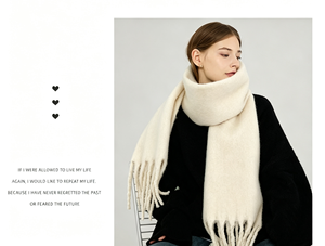 Bufanda larga de color sólido con flecos, suave y cálida para invierno, chal para mujer, accesorio de bufanda de imitación de cachemira para uso diario en viajes y para el invierno. - Product Image 3