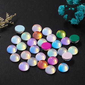 คริสตัลแก้วทรงครึ่งวงกลมก้นแบน สีรุ้ง สำหรับตกแต่งเล็บ งาน DIY เครื่องประดับ ขนาด 10 มม. แบบกลมวิบวับ - Product Image 4