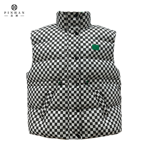 Échiquier grille <span class=keywords><strong>sans</strong></span> manches <span class=keywords><strong>doudoune</strong></span> femmes haute qualité brodé bouffant gilet thermique femmes hiver utilitaire hauts - Product Image 1