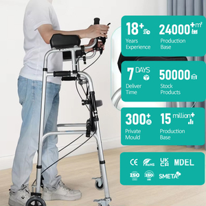 Andador y andador de cuatro ruedas de aleación de aluminio con asiento, soporte de brazo para discapacitados para rehabilitación, ayuda para andadores altos para hombres altos - Product Image 1