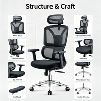 Chaise de bureau ergonomique en maille, chaise d'ordinateur, chaise de formation, chaise de designer, mobilier de bureau pour projets commerciaux, vente en gros, directement de l'usine