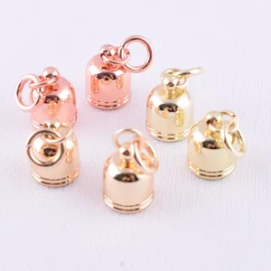 high quality rose gold color small metal tassel end cap for bag leather cord