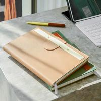 Carnet de notes professionnel A5, couverture rigide en cuir, reliure spirale et piqûre à cheval, idéal pour les réunions de bureau, le travail ou comme cadeau.