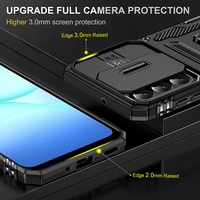 Coque antichoc pour Samsung Galaxy A17 A16 5G avec cache-caméra coulissant et béquille rotative, support magnétique pour voiture