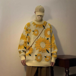 <span class=keywords><strong>Pull</strong></span> tricoté en peluche motif floral Tournesol Cerf pour <span class=keywords><strong>Homme</strong></span> et Femme, Automne Hiver, Style Rétro Ample et Décontracté, Tendance, Chaud, Marque - Product Image 1