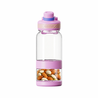 Bouteille d'eau Tritan personnalisée avec logo, 21 oz, avec boîte à collation, bouteille de sport à double compartiment personnalisée pour cadeaux promotionnels