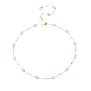 European American Style Retro White Pearl Irregular Size Chain Gold Plated Necklace Women's Everyday Wear - Product Image 5