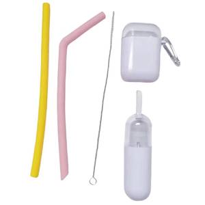 Novel Design 25cm <b>Reusable</b> Food Grade Silicone Collapsible <b>Straw</b> with Case Eco-friendly & Non-toxic - Product Image 6