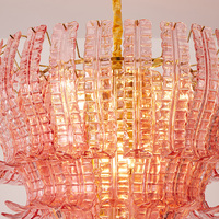 Lustre en verre rose de Murano à la française Design simple et moderne pour Villa Escalier Void Hall Salon Blanc chaud pour un usage domestique