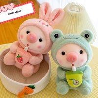 Nouveau Super Doux Brodé Lapin Cochon En Peluche Jouet Inspiré Lait Thé Transformation Personnalisable ODM PP Coton pour Soulager Le Stress