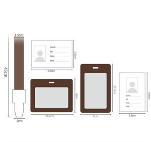 Penutup kartu bisnis PU tahan aus multi-fungsi pemegang tag nama pameran dagang casing ID hadiah promosi dengan tali leher panjang - Product Image 3