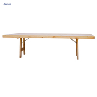 Table à manger pliante en pin massif naturel pour événements rustiques, fermes et fournitures de mobilier de mariage commercial