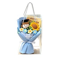 Bouquet de poupées tricotées YHM pour la remise des diplômes, fleurs préservées tricotées à la main, style minimaliste, cadeau d'anniversaire, vente en gros pour enseignants