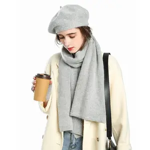 New Fashion Winter Women Beret Scarf Gloves 3pcs Set Men Women Knitted Hats Caps Neck Warmers Gloves Set